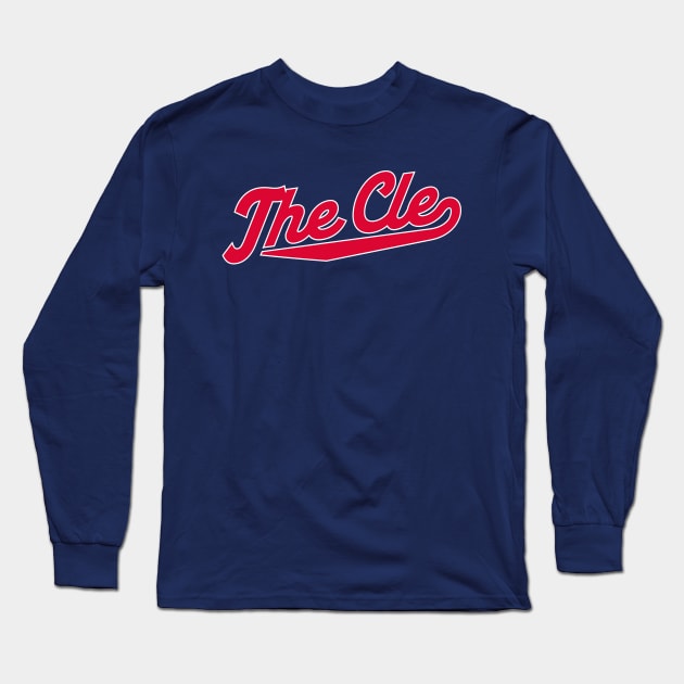 Cleveland 'The CLE' Baseball Script T-Shirt: Showcase Your Cleveland Pride with Bold Baseball Style! Long Sleeve T-Shirt by CC0hort